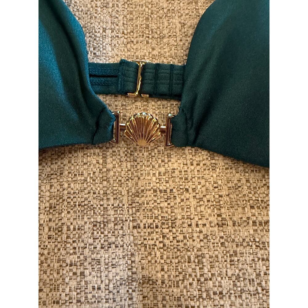 Wild Fable Women's High Shine Center Shell Bralette Teal Green Bikini Top Sz. S - Picture 4 of 10